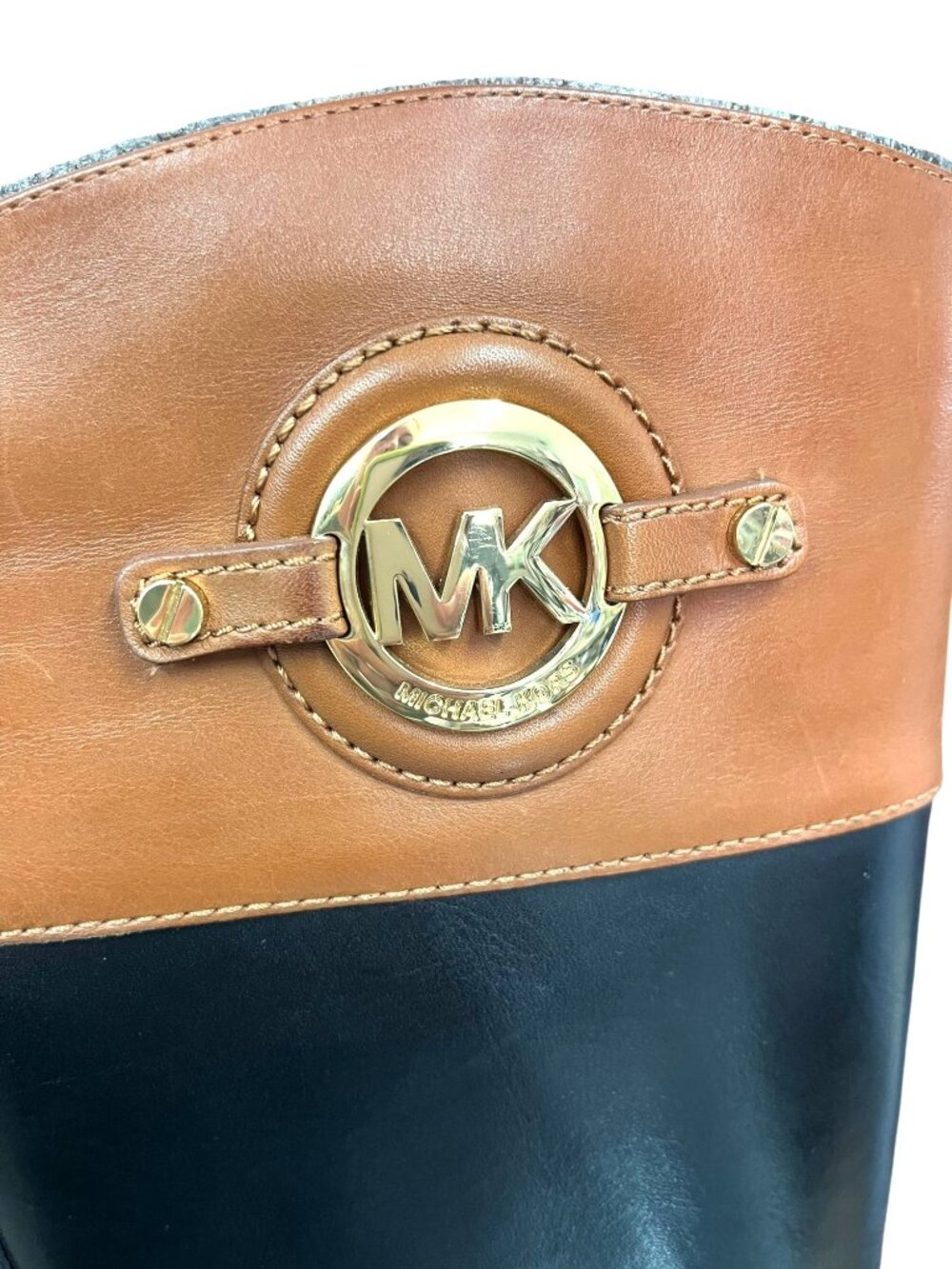Michael Kors Black & Brown Leather Riding Boots Size 7M - Picture 10 of 11